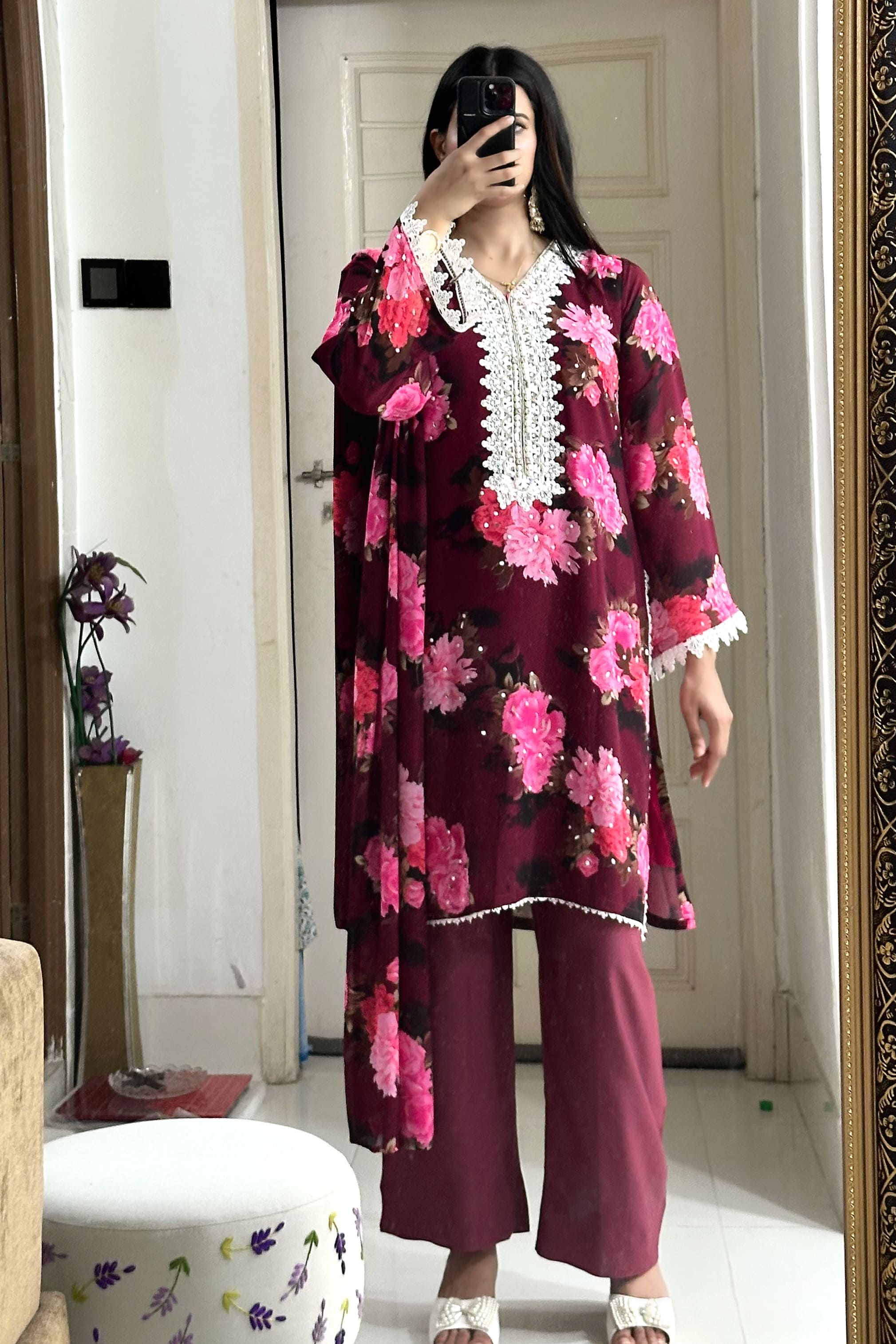 Crimson wine print