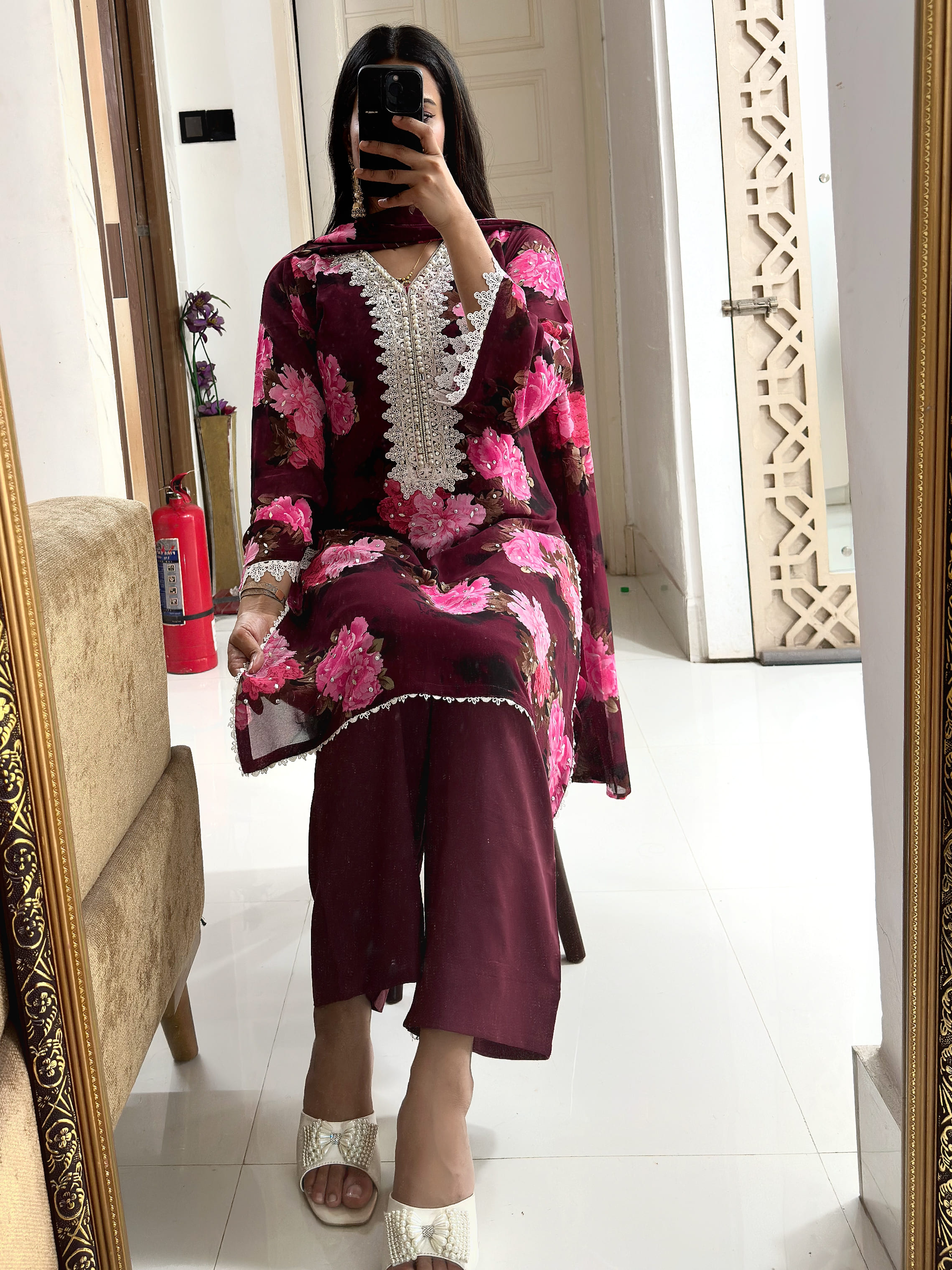 Crimson wine print