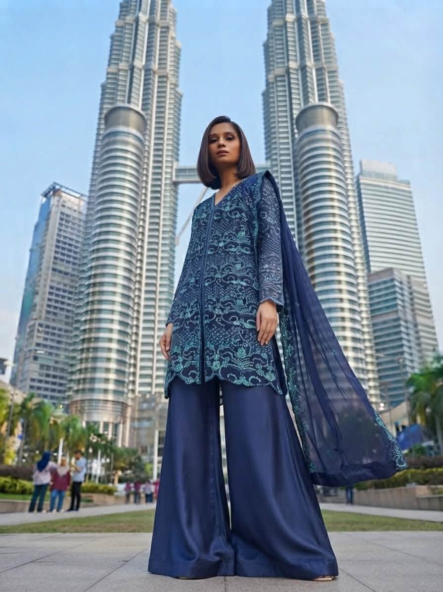 Chiffon Plazzo Blue