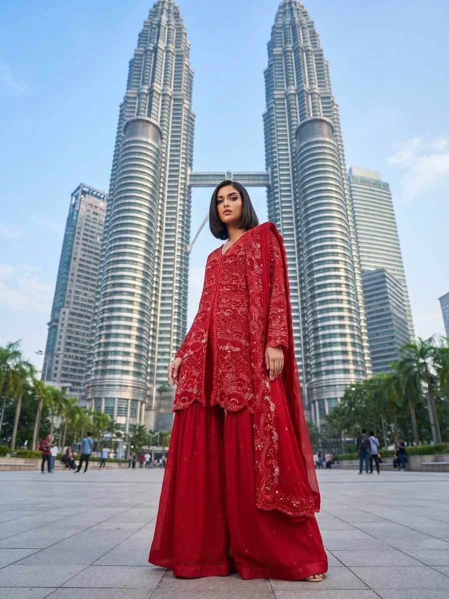Chiffon Plazzo Red